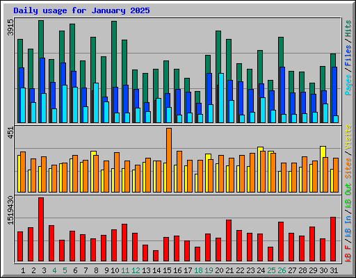 Daily usage for January 2025