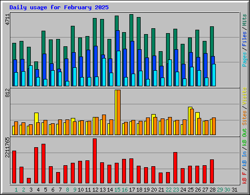 Daily usage for February 2025